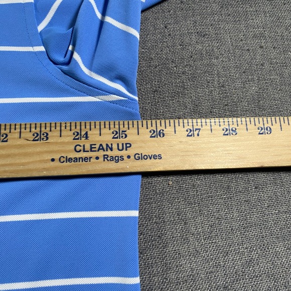 Peter Millar Summer Comfort Blue Stripe Polo Shirt Mens Large Golf Performance - Picture 5 of 8